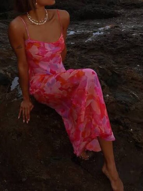 Rumored Dresses & Skirts - Rumored Vintage Slip Maxi Dress - Watercolor Pansy